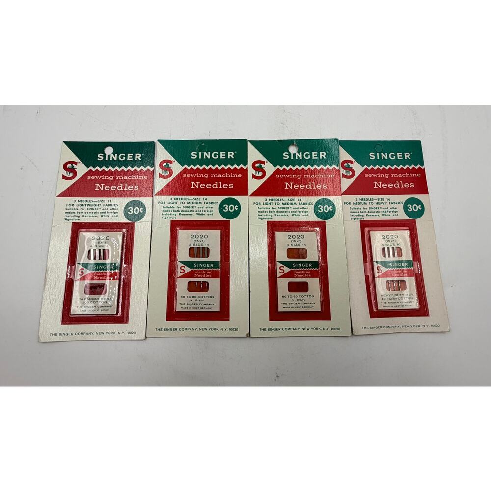 Set of 4 Vintage Singer Sewing Machine 3 Needles per pk size 11,14 and 16 NOS